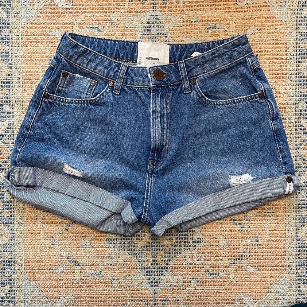 One Teaspoon High Rise Bandit Cuffed Jean Shorts Size 27 1.5in Inseam Booty